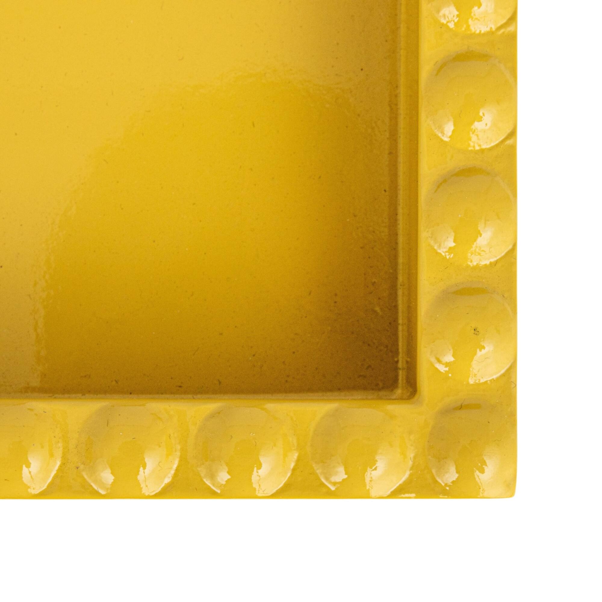 Hello Honey® 19" Yellow Sunny Wood Tray with Handles